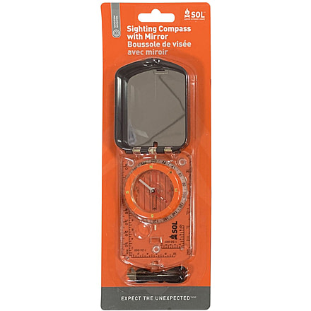 Survive Outdoors Longer Sighting Compass with Mirror, Orange, 0140-0030
