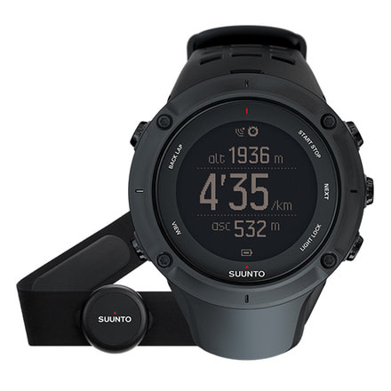 Suunto Ambit3 Peak Watch w/ Barometer and Compass, Black, HR and Altitude w/ Smart Belt SS020674000