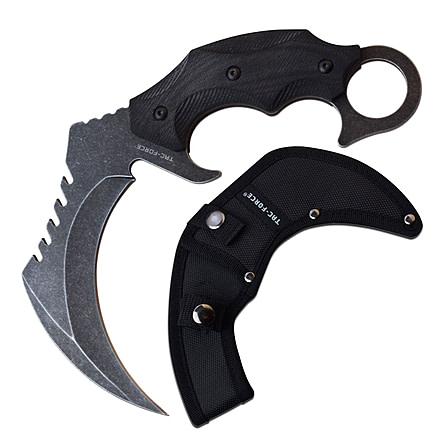TAC Force Hawkbill Fixed Blade Knife, 5 in, 3Cr13 Stainless Steel Stainless Steel, Black, TF-FIX016BK