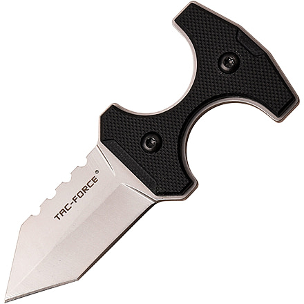 TAC Force Push Dagger Satin Knife, 2 satin finish 3Cr13 stainless blade, Black G10 handle, TF-FIX013S