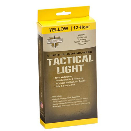 Tac Shield Tactical 12 Hour Light Stick, Yellow, 10 Pack 03086Y