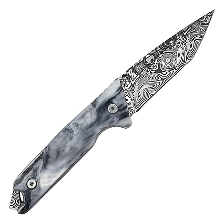 Takumitak Bloodstrike Fixed Blade Knife, 4in, 3cr13 Blade, Tanto Blade, Pakkawood, White, TKF501BK-CS