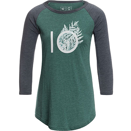 Tentree Fern Ten 3/4 Sleeve T-shirt, Womens, Atlantic Deep, Large, FA18-WLFRT-BLU-L