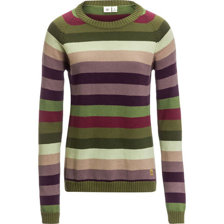 Tentree Hoffell Original Knit Sweater, Womens, Olive Night Stripes, Medium, FA18-WLHOF-GRN-M