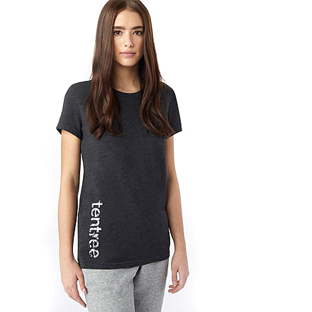 Tentree Leafy Mark Crewneck T-Shirt - Womens, Hi Rise Grey, Large, TCW1344-0235-L