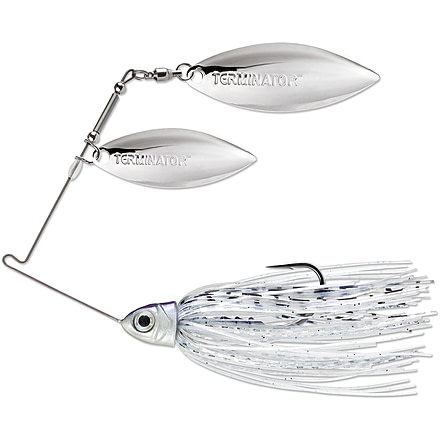 Terminator Pro Series Spinnerbait, Willow/Willow Blades, Nickel/Nickel Blade Finish, Silver Shiner, 3/8oz, PSS38WW81NN