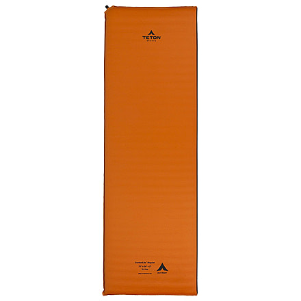 TETON Sports ComfortLite Regular Self-Inflating Sleeping Pad with Velcro, Orange/Grey, Regular, 1041A
