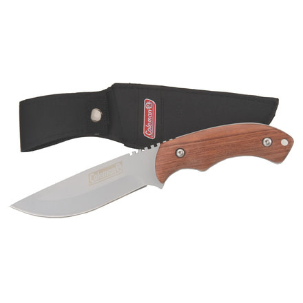 Coleman Fixed Blade Knife,4.5in Stainless Steel Blade,Contoured Wood Handle 2000015157