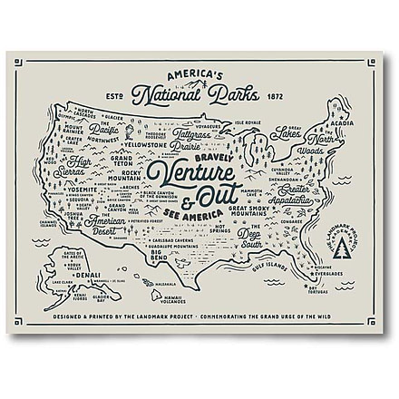 The Landmark Project NPS Map Posters, nat-parks-map