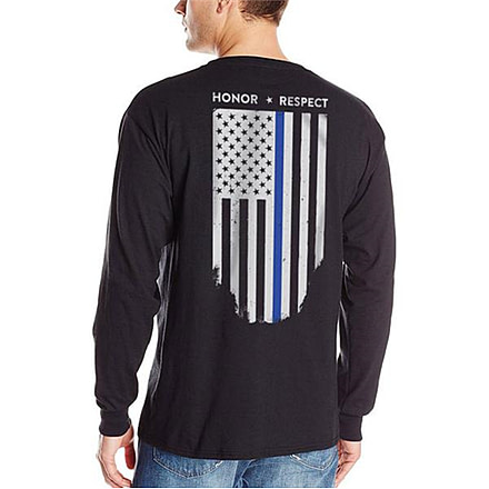 Thin Blue Line Flag Long Sleeve Shirt - Mens, Large, Black, TBL-L-BLACK-LARGE