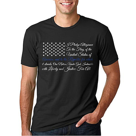 T-Shirt - Pledge of Allegiance Thin Blue Line Flag