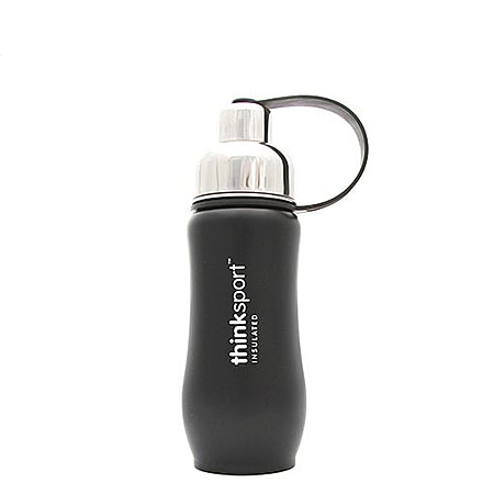 Thinksport Insulated Sports Bottle, 12oz, Black, Black, Stainless Steel, 30 Day Manufacturer Warranty, TNK-04965