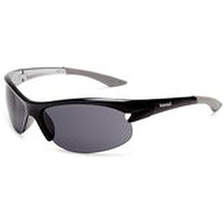 Timberland TB7069 Semi-Rimless Wrap Sunglasses w/ Cutout Detail, Pearl Black Frame &amp; Solid Smoke Lens TB70690001A