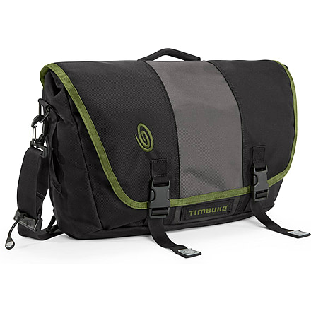 Timbuk2 Power Commute Messenger Bag-Black/Gunmetal/Algae Green-Medium