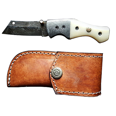 Titan Damascus Folding Knife 4.5in TF-007, TFK-7