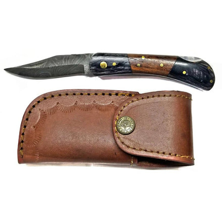 Titan Damascus Folding Knife 6in TF-009, TFK-9