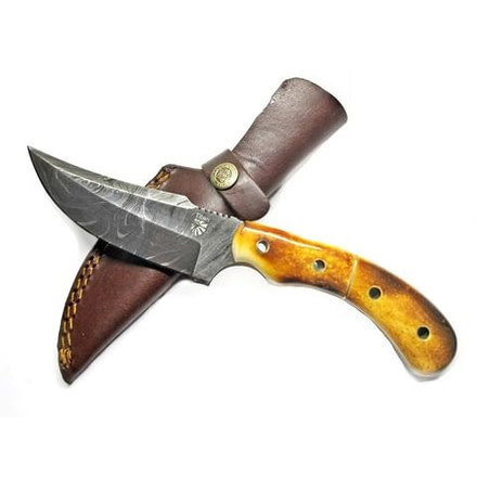 Titan Damascus Knife Burnt Bone Handle TD-173, 8.4in TD-173