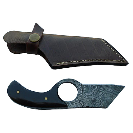 Titan Damascus Steel Fixed Bull Horn Handle 6in Knife TD-031, TDK-31