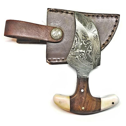 USED Titan Damascus Steel Fixed Blade Push Skinner Knife, 4.2in, TD-091, TDK-91, EDEMO1