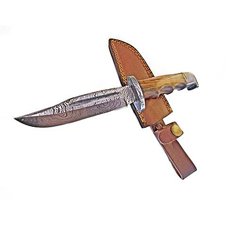 Titan International Knives Damascus Full Tang Fixed Blade Hunting Knife, 8 inch, TDK-216