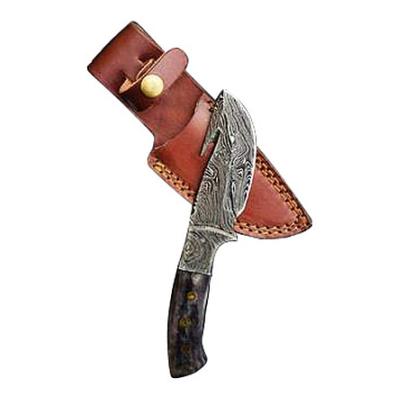 Titan International Knives Damascus Gut Hook Skinning Hunting Knife, 8 inch, TDK-221