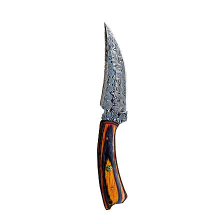 Titan International Knives Damascus Skinning Hunting Hawk Fixed Blade Knife, 8 inch, TDK-218
