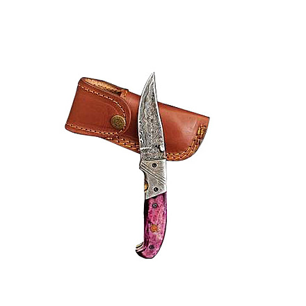 Titan International Knives Damascus Titan Classico Viola-Raindrop Folding Knife, 4.5 inch, TF-002