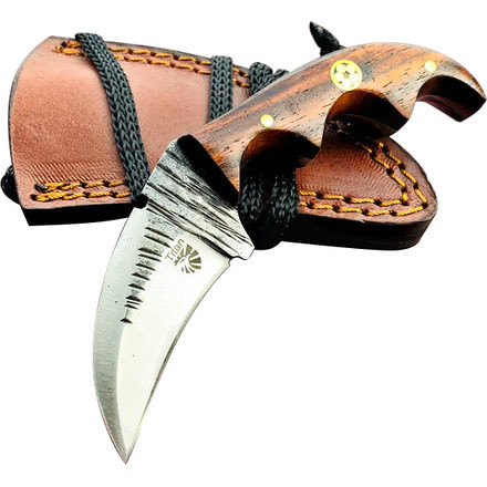 Titan International Knives Fixed Blade Knife, 2.5in, Carbon Steel, Karambit, Black Walnut TC-53