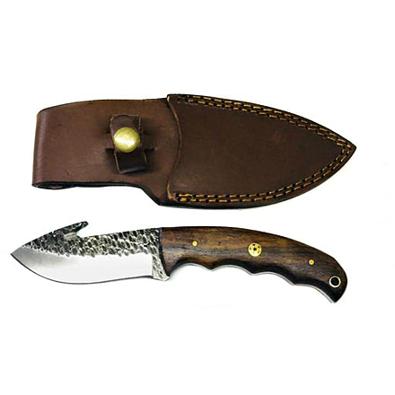 Titan International Knives Hand Forged Custom Carbon Blade - Gut Hook Skinner, 4in Blade, Rose Wood Handle, 9in Overall TC-017