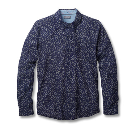 Toad&amp;Co Mattock Mens Long Sleeve Slim Shirt, Indigo Mini Floral Print, Large T2252806-911-L