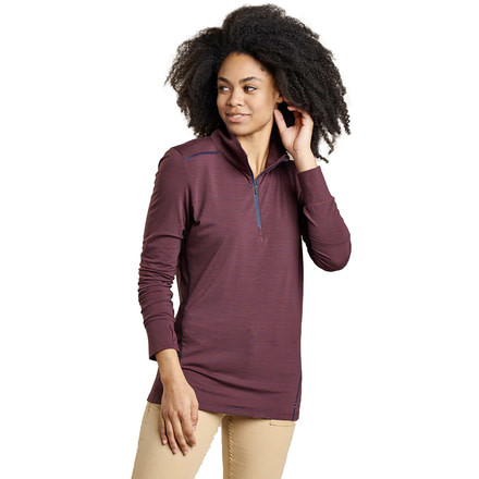 Toad&amp;Co Swifty Jet 1/4 Zip - Womens, Deep Navy Stripe, Small, T1241918-439-S