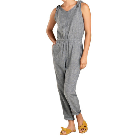 Toad&amp;Co Tara Hemp Sleeveless Jumpsuit - Womens, Blue Chambray, Extra Large, T1442905-934-XL