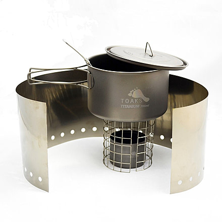 TOAKS Alcohol Stove Cook System w/ Pot, 700ml, Titanium, Titanium, 700ml, alc-stove-cook-w-700ml-pot
