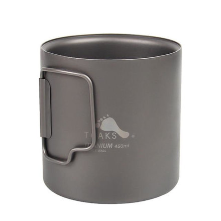 TOAKS Titanium Double-Wall 450ml Cup, Grey, CUP-450-DW