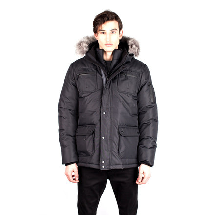 Toboggan Canada Ernie Mid Length Down Jacket, Mens, BLACK/ SILVER, Large, ERNIE-BLACK/ SILVER-L
