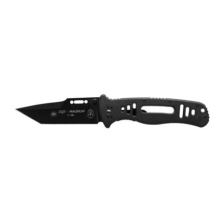 TOPS Knives CQT Magnum 711 Folding Knive, 4.5 in, Tanto, Black Teflon Finish, Black G10 Handle, CQT-M711