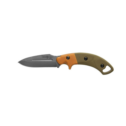 TOPS Knives VTAC Crusader Fixed Knife, 3.63in, 1095 RC 56-58 Steel, Drop Point Blade, Tan/Green Canvas Micarta Handle VTAC-02