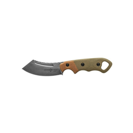 TOPS Knives VTAC Patriot Fixed Knife, 3.00in, 1095 RC 56-58 Steel, Cleaver Blade, Tan/Green Canvas Micarta Handle VTAC-03