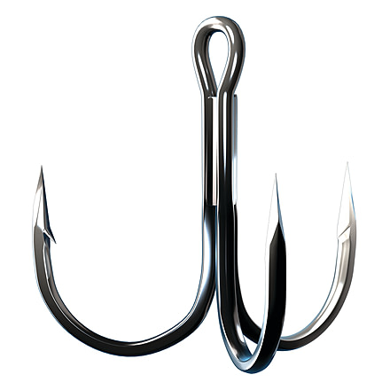 Trokar Round Bend Treble,Wide Gap,Short Shank,2x Strong,Size 2 TK300-2