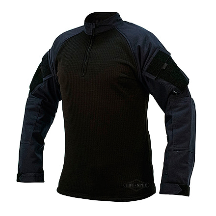Tru-Spec T.R.U. 1/4 Zip Winter Combat Shirt 65/35 Polyester/Cotton Rip-Stop, Navy, Medium Long 2590024