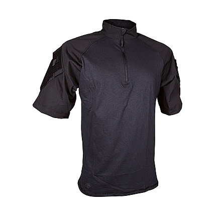 Tru-Spec Tru Short Sleeve 1/4 Zip Combat Shirt - Men's, Small, Regular, Black, 2511003