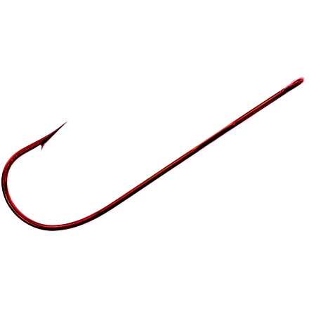 Tru-Turn Aberdeen Medium Wire Hook, Spear Point Non-Offset, Ringed Eye, Blood Red, Size 2, 7 Per Pack, 853ZS 2
