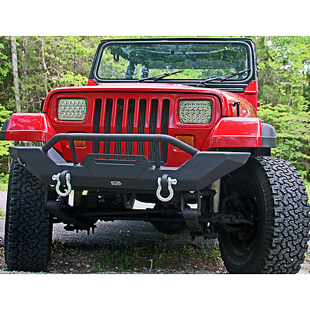 Tuff Stuff Overland Front Bumper w/ D-Rings for 87-06 Jeep Wrangler YJ/TJ, Matte, Black, NSN N, TS-FB-8706