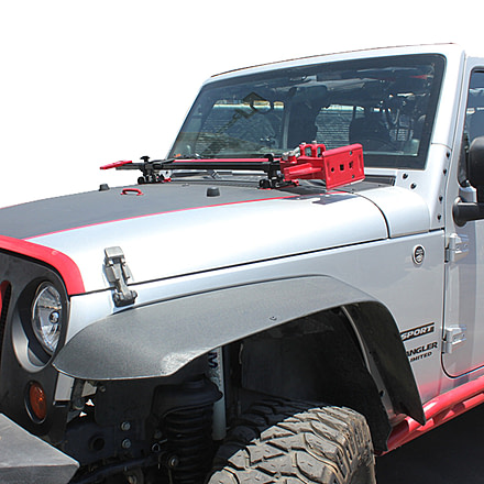 Tuff Stuff Overland Hood Hinge Jack Mount for 07-18 Jeep Wrangler JK, Black, NSN N, TS-SFJHM-JK