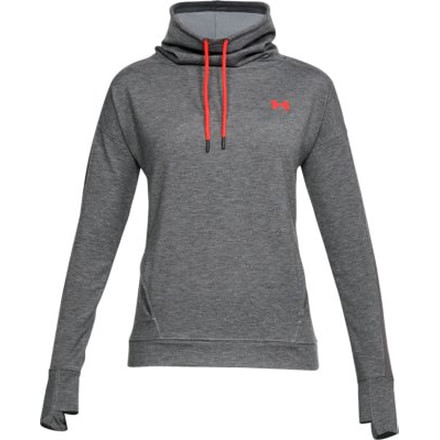 Under Armour Featherweight Fleece Funnel Neck - Women's, CHARCOAL MEDIUM HEATHER/Charcoal/NEON CORAL, LG, 1305498-019-LG