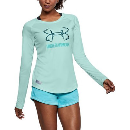 Under Armour Fish Hunter Tech Long Sleeve Shirt - Women's, Refresh Mint AFS/Deprecated/Tropical Tide/Tourmali, Extra Large, 1290534-703-XL