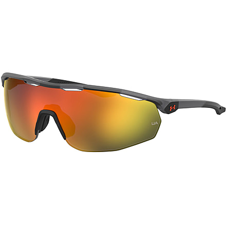 Under Armour Gametime Sunglasses with Matte Transparent Grey Frame and Baseball Tuned Orange Mirror Lens, Medium, UA0003GS KB7-50