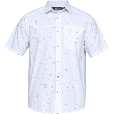 Under Armour Legacy Short Sleeve Woven Shirt - Mens, White/Elemental, Large, 1304641-103-LG