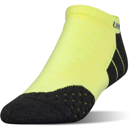 Under Armour Mens All Season Ascent No Show Socks, Black/Flashlight Yellow, 10-13 Large, U048-BLK/FLS-LG
