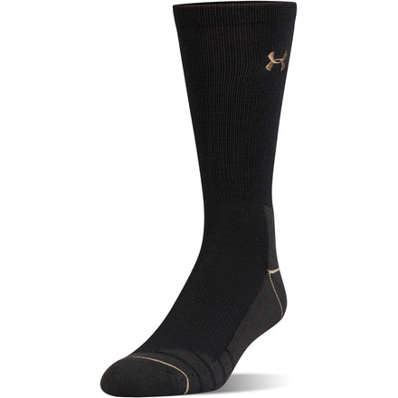 Under Armour Mens Hitch Charged Wool Socks, Black/Canvas, 10-13 Large, U722-BLK/CAN-LG